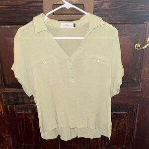 Sage Green Lightweight Button-Detail Women's Shirt Size Medium
